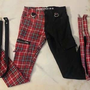 Trendy Plaid and Black Men’s Skinny Jeans